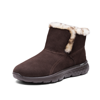 斯凯奇（skechers)秋冬新款舒适雪地靴 时尚反毛皮保暖短靴棉靴6666012 巧克力色 37