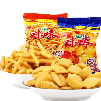 爱尚 咪咪虾条/蟹味粒 18g*40包 经典怀旧休闲膨化零食大礼包 虾条20