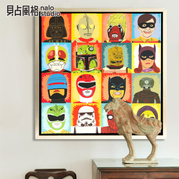 贝占风格 英雄联盟 卡通装饰画儿童房挂画小童趣卧室墙画 65*65