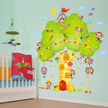 凡雅空间 六一节儿童房宝宝墙贴纸 卧室卡通墙壁装饰 幼儿园布置可爱