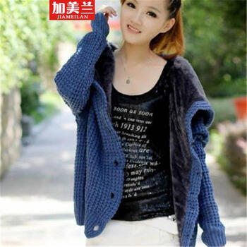 加美兰 2014秋冬<em>加厚带帽</em>打底<em>毛衣短款</em>春秋女