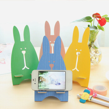 时尚创意可爱越狱兔手机支架 平板电脑支架 木质手机支架 懒人支架 颜色随机 颜色随机 颜色随机