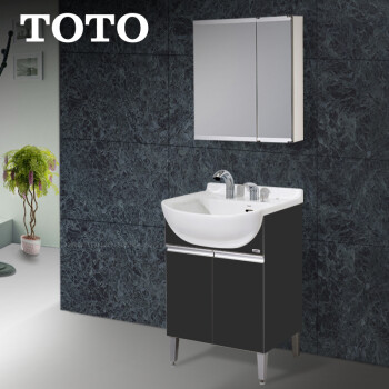 TOTO卫浴 浴室柜 黑色浴室柜洗脸化妆台(含洗脸盆) LDSW601K 柜子+镜柜+龙头