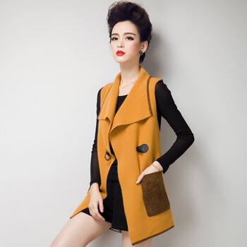 午后暖阳 2014秋装新款 韩版<em>貂绒马甲</em> 中长款针