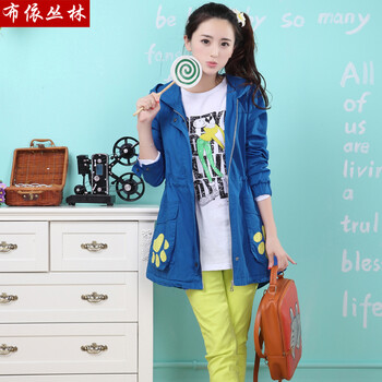 布依丛林新款秋装2014<em>少女</em>外套大码<em>时尚风衣</em>