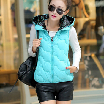 秀美<em>女人</em> 2014秋冬<em>马甲</em>韩版<em>时尚</em>连帽羽绒棉服