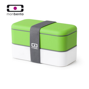 优集品 monbento饭盒 便当盒 日式便当盒 可微波 绿色/白色