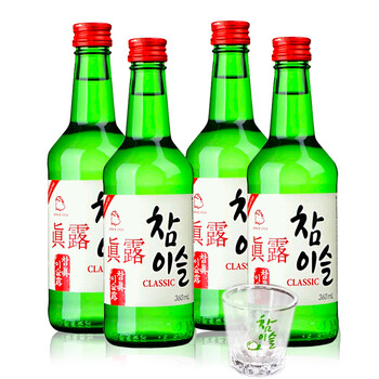 韩国真露烧酒 竹炭酒真露烧酒 送烧酒杯 新老包
