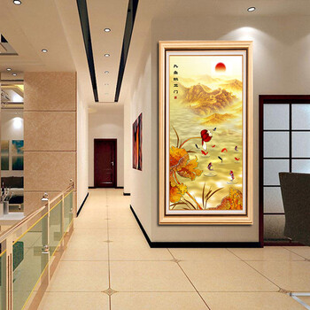 
                                        莫涵玄关装饰画竖画走廊壁画有框画欧式画挂画九鱼跃龙门 如图包含外框尺寸 90*180                