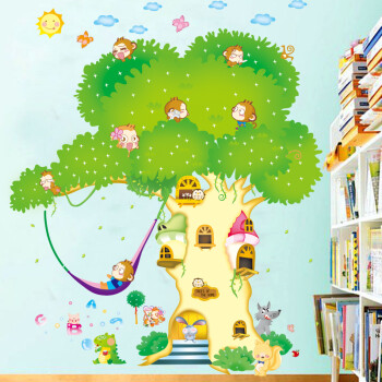 
                                        依恋之家自粘墙贴儿童房 卡通贴饰贴纸贴画卧室房间幼儿园墙面装饰创意家居家装防水可移除 动物树 GS8830 超大                