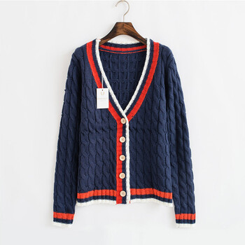 2014韩版女装 秋冬新款 时尚<em>V领麻花</em>编织长袖