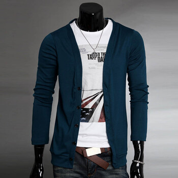 幸福时光 男士英伦纯色<em>开衫针织</em>衫<em>男款秋</em>冬季