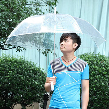 
                                                            百盛洋伞长柄弯钩超大加厚双人型透明晴雨伞公主伞广告伞定制logo 黑色手柄大号                