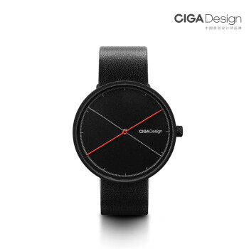 CIGA Design德国红点奖双针腕表 现代简约手表真皮带石英男女表 D009-5女款黑色