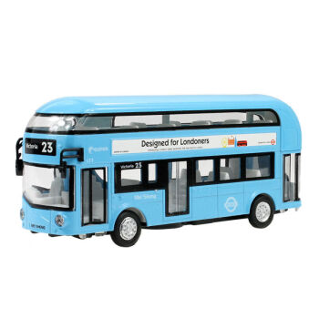 JING BANGDC地铁轨道列车德国MAN双节巴士客车公交儿童玩具车仿真模型礼物 23号双层公交蓝色