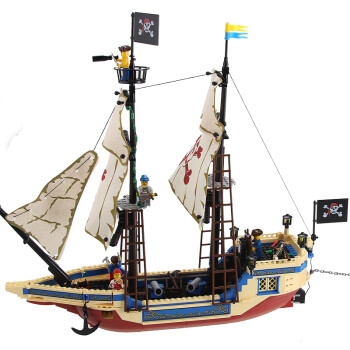 启蒙 拼插积木 黑珍珠号加勒比海盗船拼装积木 儿童益智玩具 儿童礼物