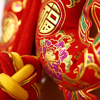 
                                        吉善缘 手工编制中国结大字福挂饰 大号年年有余新年中国风家居装饰品中国结节庆饰品1637 2.0线18盘彩鱼（心形）                