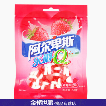 阿尔卑斯60g乐嚼q软糖休闲糖果零食品 果味软糖喜糖qq糖 草莓牛奶 x1