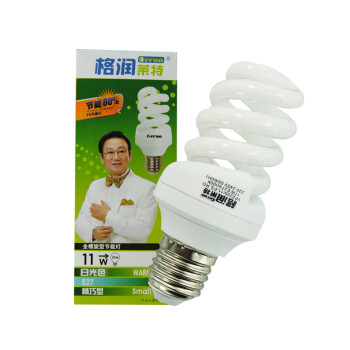 格润莱特 全螺旋 11W节能灯 E27螺旋口灯头 冷色白光 筒灯天花灯台灯适用 单只装