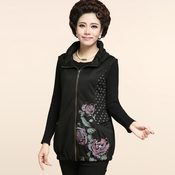 棒约美2014秋装<em>中老年</em>女装新款印花<em>中长马夹</em>