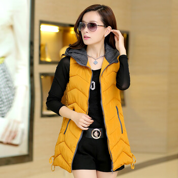 实拍 2014秋冬款<em>女马甲</em>羽绒服修身休闲连帽中