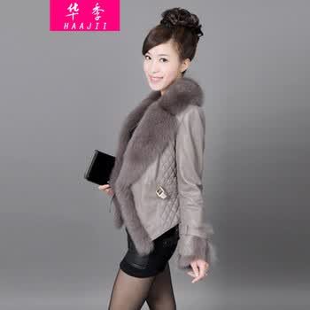 华季 秋冬<em>高档女士</em>皮衣<em>外套</em> 2014新款狐狸毛领
