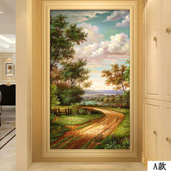 枫彩欧式油画于艺术玄关走廊客厅墙纸壁画自粘进门画屏风卧室餐桌背景