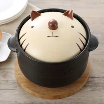 贝瑟斯 萌厨系列 韩式陶瓷汤煲 2L砂锅汤锅 小猫