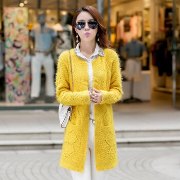 <em>针织衫</em> <em>女大码开衫</em>中长款镂空长袖<em>外套</em>2014秋