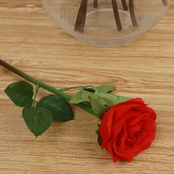 仿真花 玫瑰花 仿真玫瑰 仿真植物 仿真花卉 花长45cm 红色1支