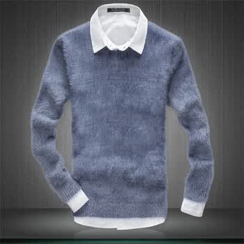 2014秋冬新款 时尚男士修身<em>毛衣</em>马海毛V领加