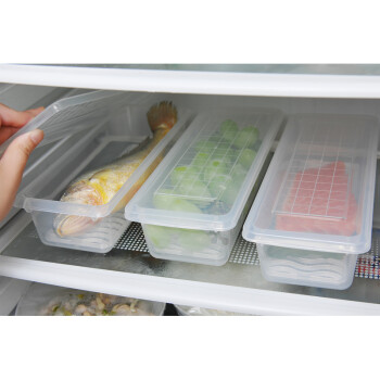 
                                                            家の物语（KATEI STORY） 日本冰箱保鲜盒塑料收纳盒食品整理盒带沥水架 三个装                
