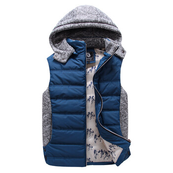 Gurunvani <em>学院风</em>高品质连帽可脱卸<em>棉马甲</em> <em>棉背</em>