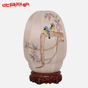 
                                        比月台灯卧室 床头灯饰中式手绘复古典蚕丝装饰照明灯书房护眼灯学生台灯3005 浅蓝色 5XL                