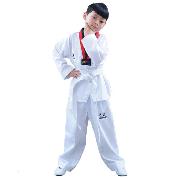 竞派 跆拳道服 纯棉长袖儿童跆拳道服成人比赛道服全棉跆拳道衣服训练