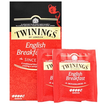 波兰进口 川宁(TWININGS) 茶叶红茶茶包 英国川宁早餐经典红茶 25包*2g 50g/盒