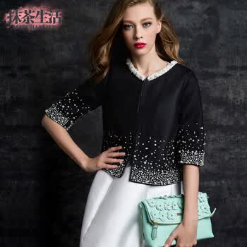 <em>抹茶生活女装</em>春秋2014新款中袖短款外套秋装