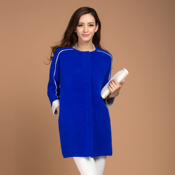 秋<em>冬装</em>新款女士貂绒衫中<em>长款</em>圆领<em>加厚开衫貂绒</em>