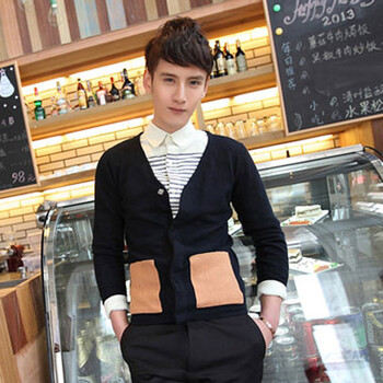 舶式 秋冬男士<em>打底</em>单穿<em>开衫</em>线衫秋装新款韩版