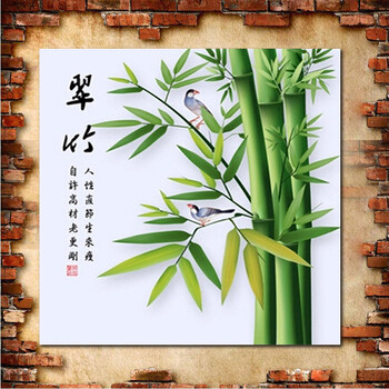 伊人新款5D钻石画十字绣 梅兰竹菊 四联画 全彩水晶圆钻钻石绣客厅钻石十字绣家居装饰钻石画 5D超闪全彩圆钻 (竹) 尺寸(40*40cm)