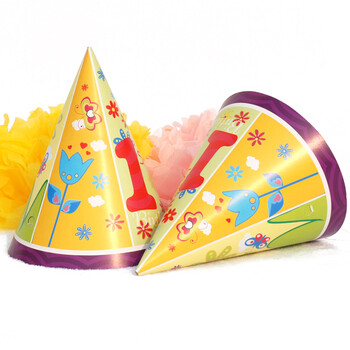 
                                        孩派HighParty生日派对用品//生日帽子//生日装扮//一岁紫花圆锥帽1个                