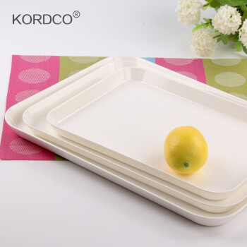 
                                                            KORDCO 大可餐具密胺托盘酒店托盘茶盘家用放水杯托盘长方形蛋糕面包盘仿瓷白色托盘餐盘 大中小三件套                