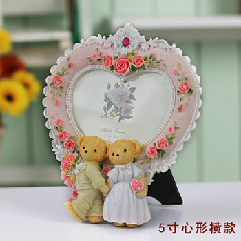 
                                        蘇姑娘欧式5寸6寸7寸泰迪熊田园树脂婚纱照片影楼婚庆相框摆台情人节礼物创意 7寸竖摆                