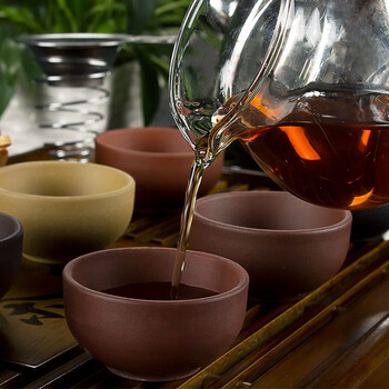 
                                        金镶玉 功夫茶具套装 茶缘五色紫砂套组 实木茶盘茶壶茶杯茶道泡茶炉整套                