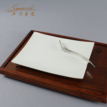 
                                        丝贝美瓷（seabird）纯白陶瓷美式长方形牛排西餐盘子酒店餐具 11英寸                