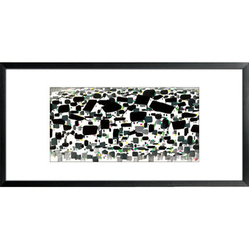 室全室美室全室美现代家居客厅简约有框装饰挂壁画风景近代画家吴冠中名画系列风景画乌镇田园 米白框E 50*100cm/幅