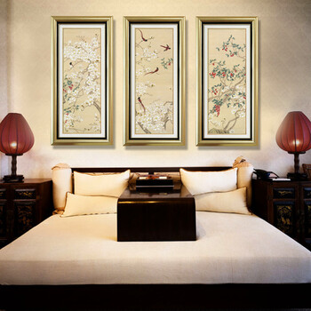巢里巢外 客厅装饰画新中式国画卧室书房办公玄关有框壁画挂画墙画花鸟 鸟语花香 鸟语花香45*85