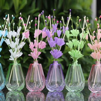 心心香印无火香薰精油套装礼盒装 插花室内藤条家用房间香水 净化除味 樱花&水晶红色