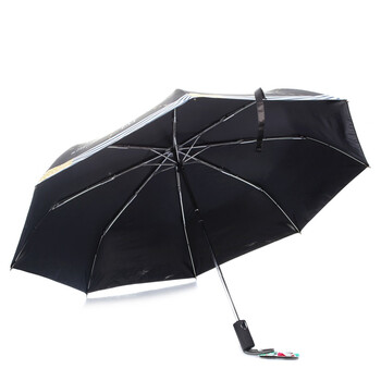 【京东超市】天堂伞 环游世界缎面黑胶三折自开收晴雨伞33180E黑蓝条