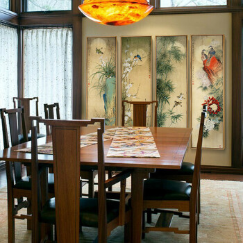 
                                        星川现代新中式名家名画玄关壁画客厅装饰画沙发背景墙画 菊 118*33 曲柳木                